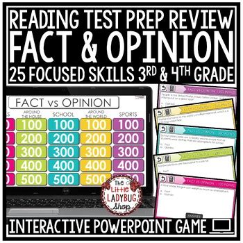 Fact And Opinion Review Test Prep 3rd 4th Grade Reading Review Game Show