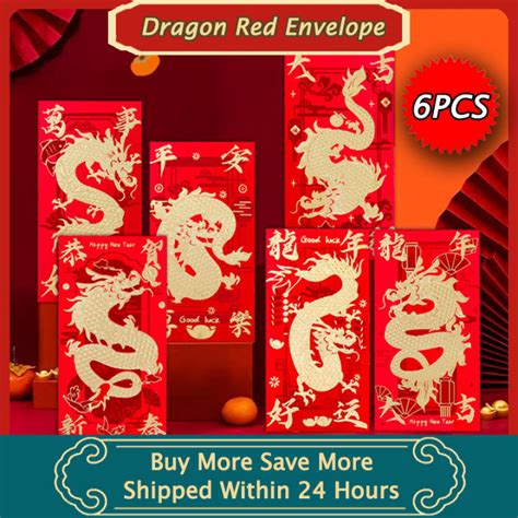 Pcs Red Envelope Dragon Zodiac Angpao Lucky Money Year Of The