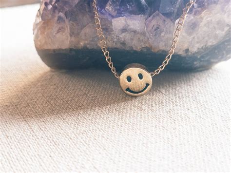 Gold Smiley Face Pendant Necklace Emoji Clavicle Charm Etsy In 2021