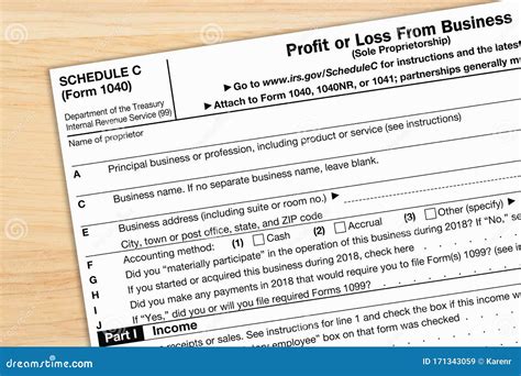 A US Federal Tax 1040 Schedule C Income Tax Form Editorial Stock Image ...