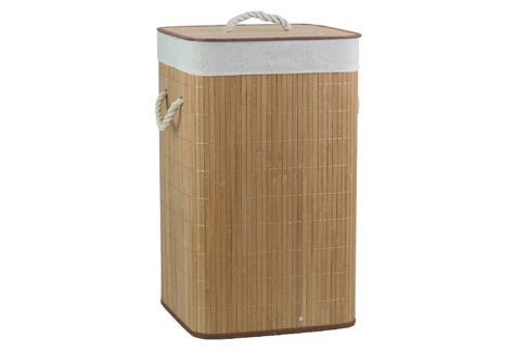 Καλάθι Απλύτων Bamboo 36x25x55cm Φυσικό Χρώμα με Ύφασμα Praktiker