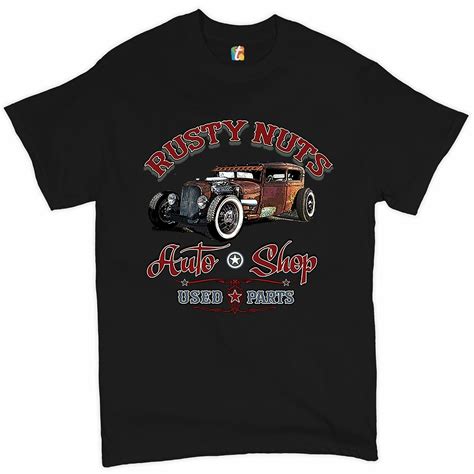 Rusty Nuts Auto Shop T Shirt Hot Rod Rat Rod Vintage Old School Men S