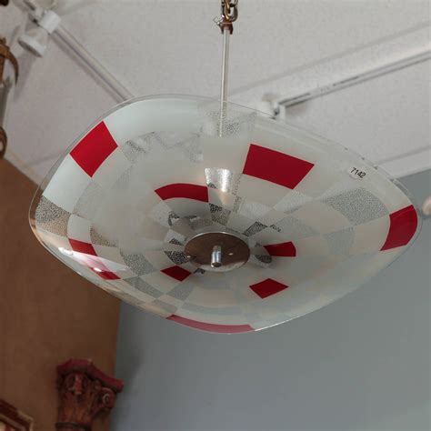 Mid Century German Red White Glass Op Art Light Fixture For Sale At 1stdibs