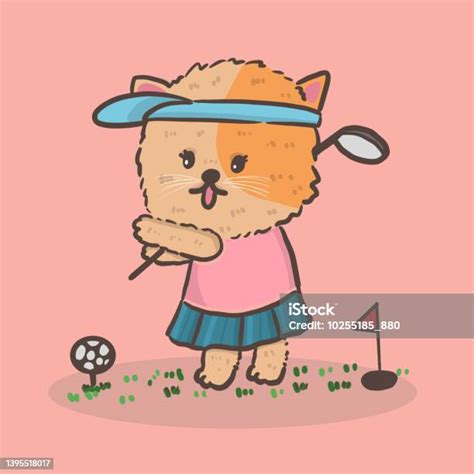 Cat Cartoon Character Playing Golf Stock Illustration Download Image