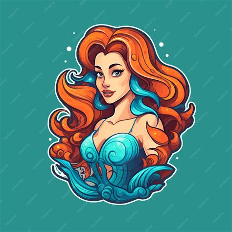 Premium Vector Beautiful Mermaid With Orange Hair In Mascot Esports