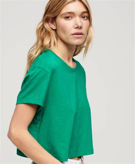 Slouchy Cropped Women S Green T Shirt