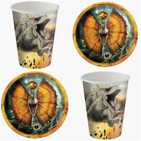 Copos E Pratos Jurassic World Kit Descart Vel Unid Elo