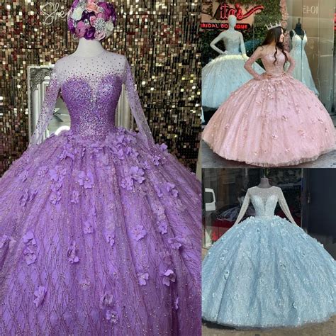 Robe De Quinceanera À Paillettes Avec Manches Crystal Floral Floral