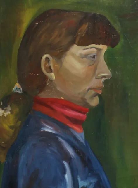 PORTRAIT DE PEINTURE à l huile réaliste vintage d une femme EUR 193 77