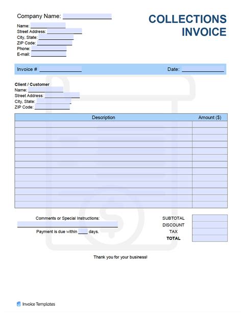 Collection Invoice Template