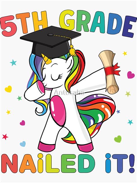 Dabbing Th Grade Unicorn Graduation Class Of Nailed It Sticker