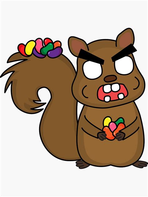 "angry zombie squirrel with all the beans" Sticker by shortstack ...