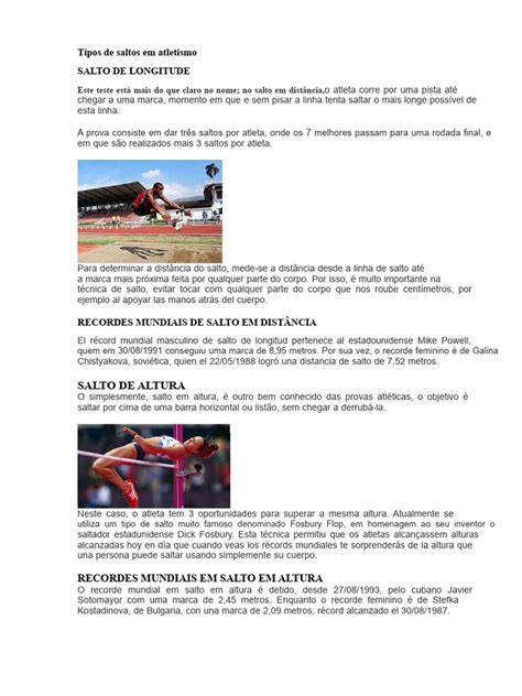 Quais São Os Tipos De Salto No Atletismo - Tipos de Saltos no Atletismo: Guia Completo | PDF | Atletismo (esporte ...