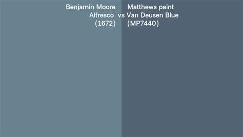 Benjamin Moore Alfresco 1672 Vs Matthews Paint Van Deusen Blue