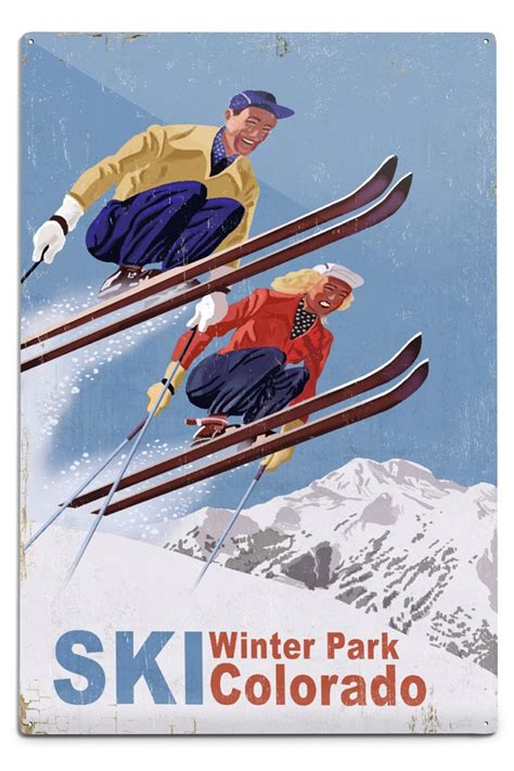 Winter Park Colorado Vintage Skiers Art And Giclee Prints Vintage