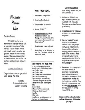 Fillable Online Rochester Wnyreferee New Referee Pamphlet