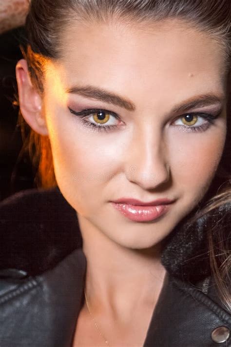 Brunette Model In Garage Stock Photo Image Of Magazine 58020726