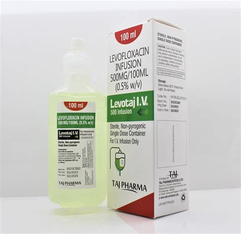 Levofloxacin Intravenous Infusion USP 500mg Manufacturers Suppliers