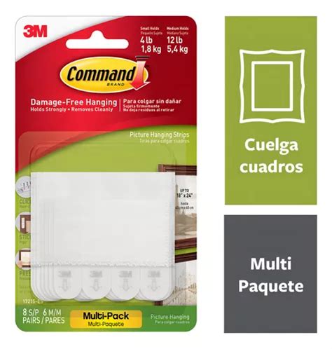 Tiras Para Colgar Cuadros 3m Command Mediano Y Grande Color Blanco