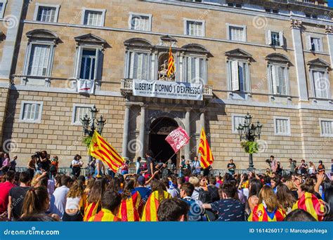 Barcelona Catalonia Spain October Students Protesting Against