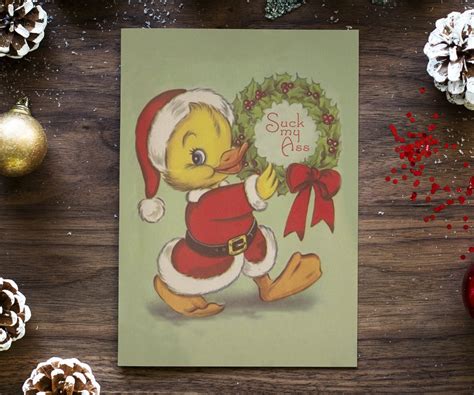 Suck My Ass Funny Retro Vintage Christmas Cards Etsy