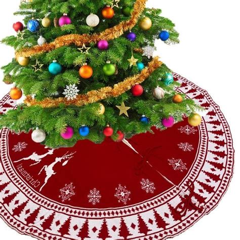 Jupe Sapin De Nol Tapis Sapin Jupe Darbre Tricote Avec Imprime De