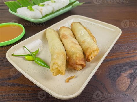 Traditional Snack Food From Indonesia Spring Rolls Are Foods Fried