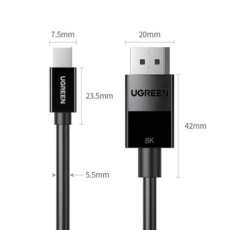 Мини DP към DP конвертор 8k, 4k, 2k, 1.5m, Ugreen, черен - eMAG.bg