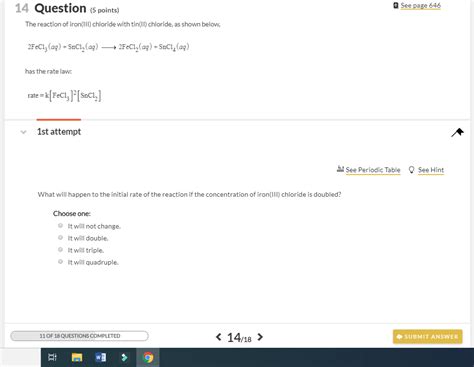 Solved The reaction of iron(III) chloride with tin(II) | Chegg.com