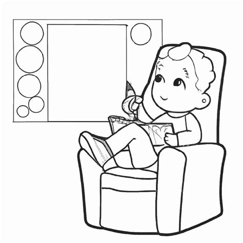 Desenhos para Imprimir e Colorir de Crianças Assistindo TV