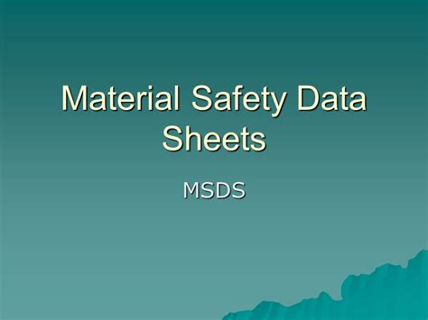 Msds Material Safety Data Sheet Ppt 41 Off