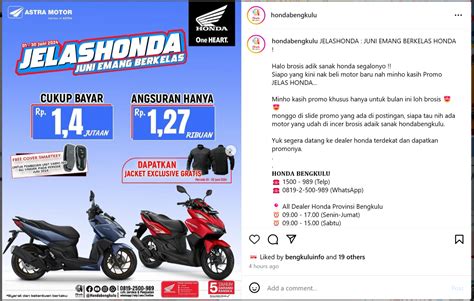 Juni Emang Berkelas Honda Ada Promo Potongan Angsuran Pembelian Motor