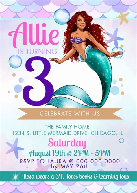 Mermaid Birthday Invite Template Postermywall