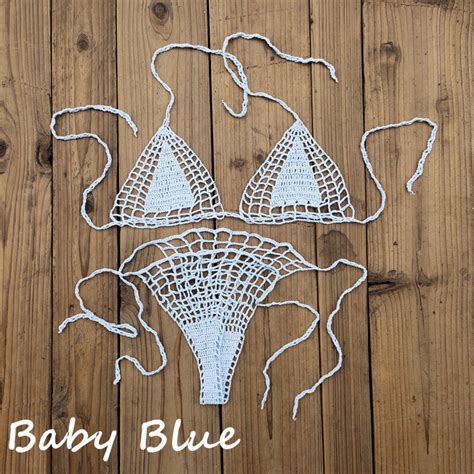 Hand Crochet Micro Swimwear Women Sexy Extreme Mini Bikini Set Sunbathing Cotton Ebay