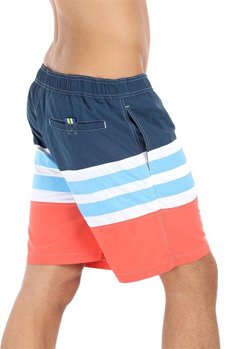 Buy Online Cute Swim Shorts In Royal White And Orange Stripe Colorblock