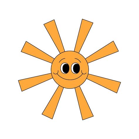 Premium Vector Retro 70s Groovy Smiling Sun Character Cartoon Hippie