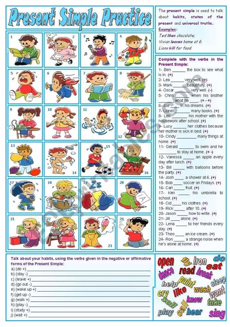 Present Simple Practice Fully Editable Esl Worksheet By Zailda