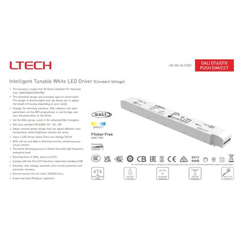 LTECH DALI CV Dimming Driver NFC Tunable White LED Driver LM 240 24 G2D2