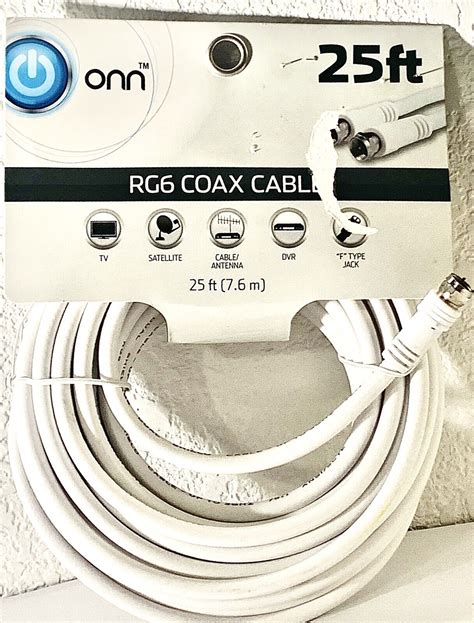 ONN 25 Foot RG6 Coax Cable Brand New WHITE EBay