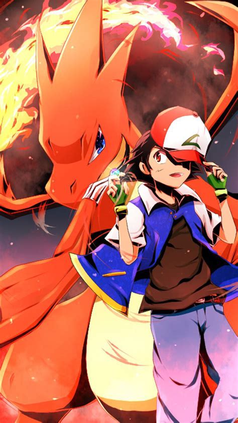 An Anime Character Standing In Front Of A Red Dragon