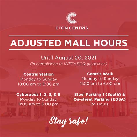 ECQ Adjusted Mall Hours at Eton Commercial Establishments - Eton