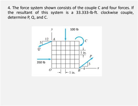 Solved 4 The Force System Shown Consists Of The Couple C Chegg