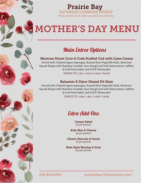 Mother’s Day Takeout Meal – Prairie Bay - Events Calendar