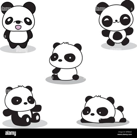 set of cute funny cartoon pandas Stock Vector Image & Art - Alamy