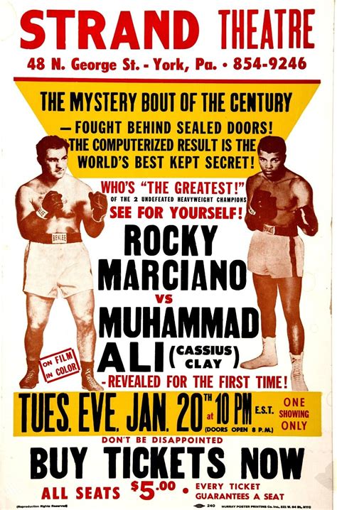 Casa Muro Stampa Vintage SPORTS Poster Muhammad Ali Contro Marciano