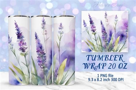 Lavender Flower Tumbler Wrap Sublimation Graphic By Helene S Store