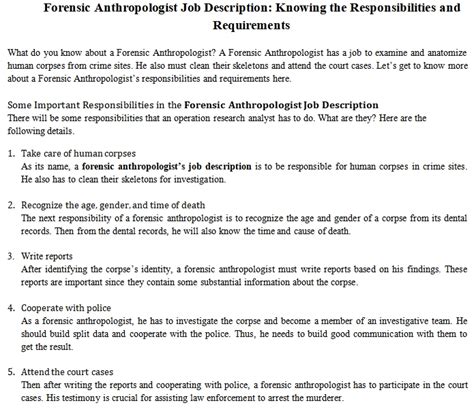 Forensic Anthropologist Job Description: Knowing the Responsibilities