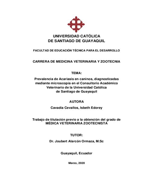 Completable En línea Prevalencia de ectoparsitos en caninos en el