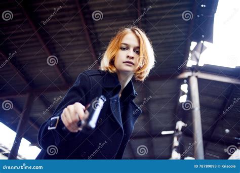 Woman Pointing Gun At Goldfish Stock Photo Rillypolice