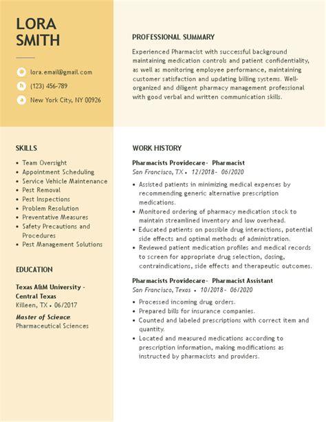 Clinical Pharmacist Resume Examples | JobHero